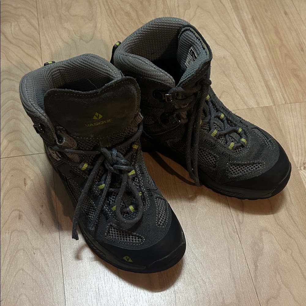 Vasque Black and Gray Hiking Boots with Green Accents